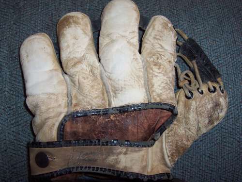 Softball Glove With Black Webs Back